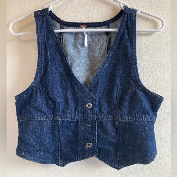Free People Blue Denim Vest Top & Skirt Set - Picture 2 of 13